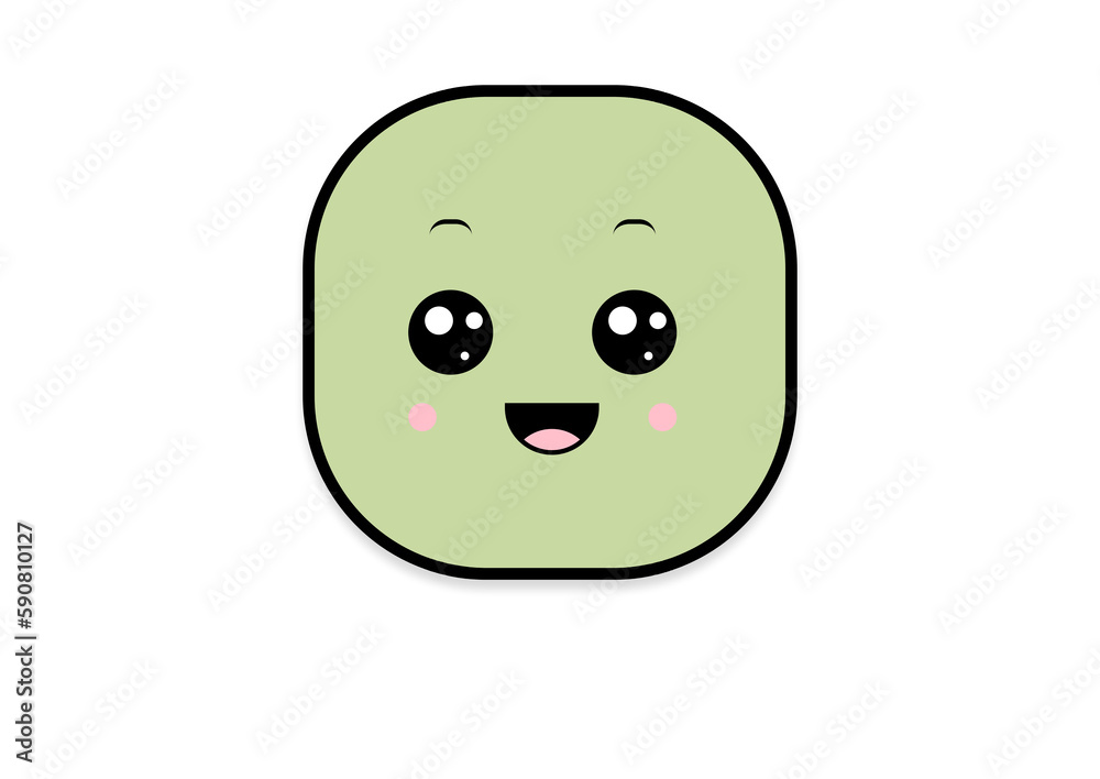 Fototapeta premium kawaii smiling 2d shape illustration anime