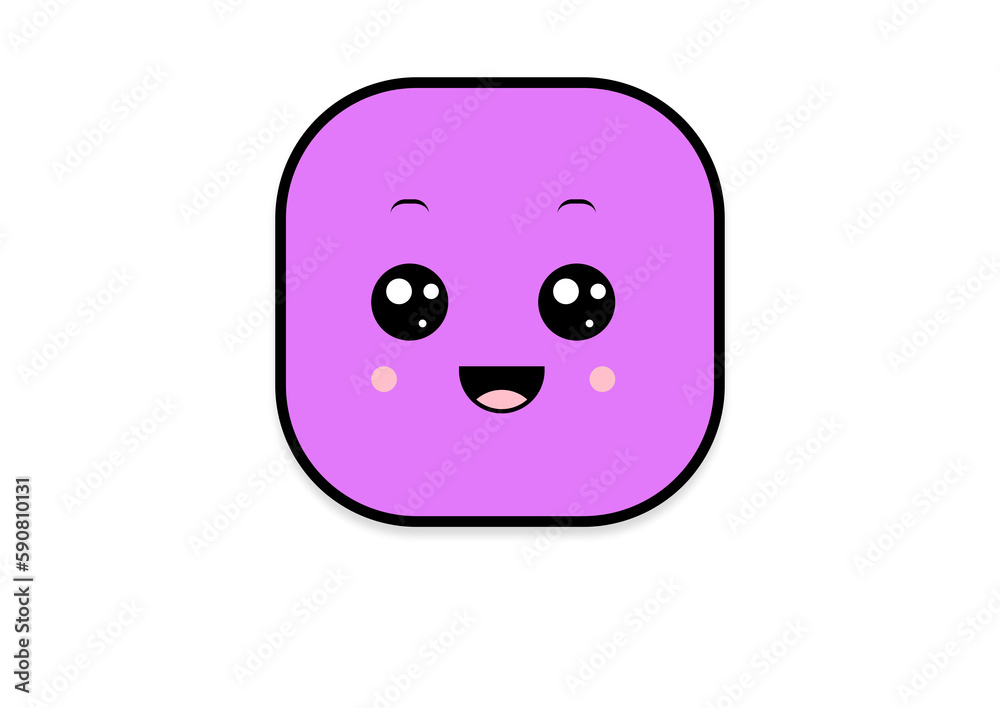 Fototapeta premium kawaii smiling 2d shape illustration anime