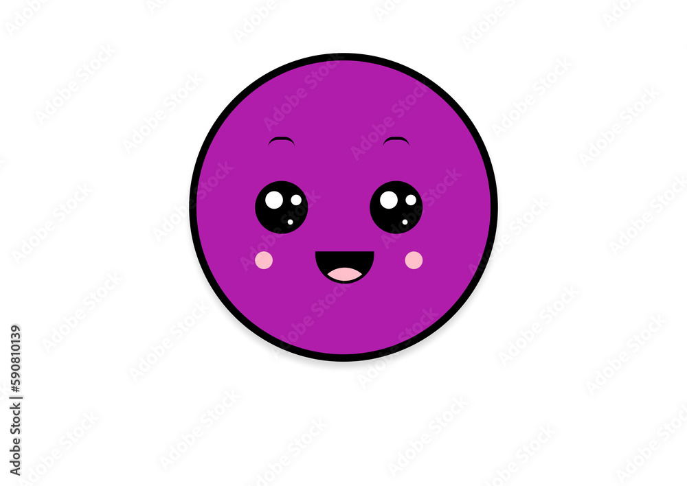 Fototapeta premium kawaii smiling 2d shape illustration anime