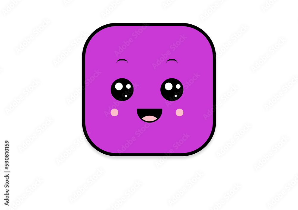 Fototapeta premium kawaii smiling 2d shape illustration anime