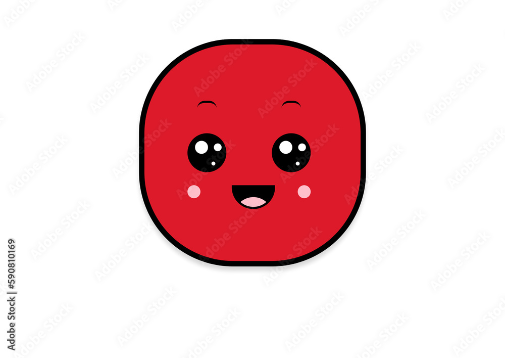 Fototapeta premium kawaii smiling 2d shape illustration anime