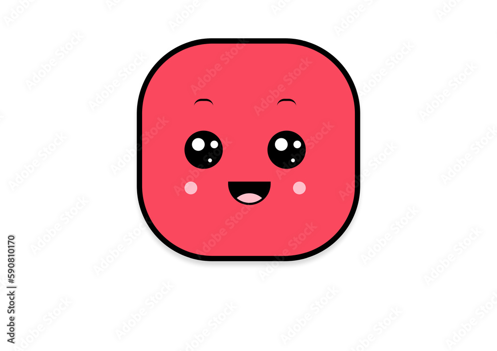 Fototapeta premium kawaii smiling 2d shape illustration anime