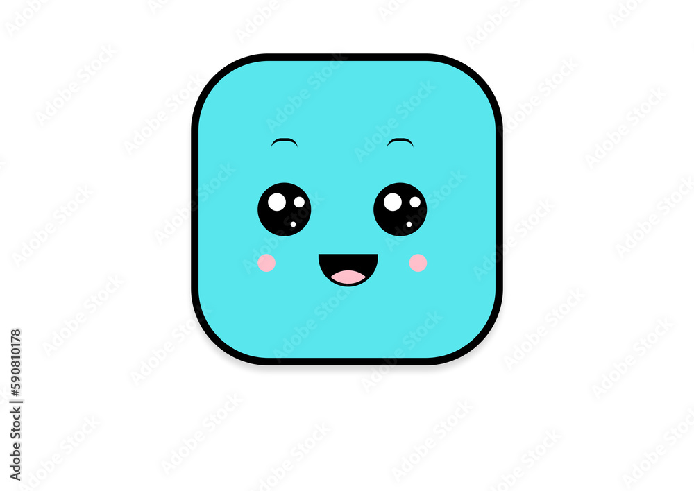 Fototapeta premium kawaii smiling 2d shape illustration anime