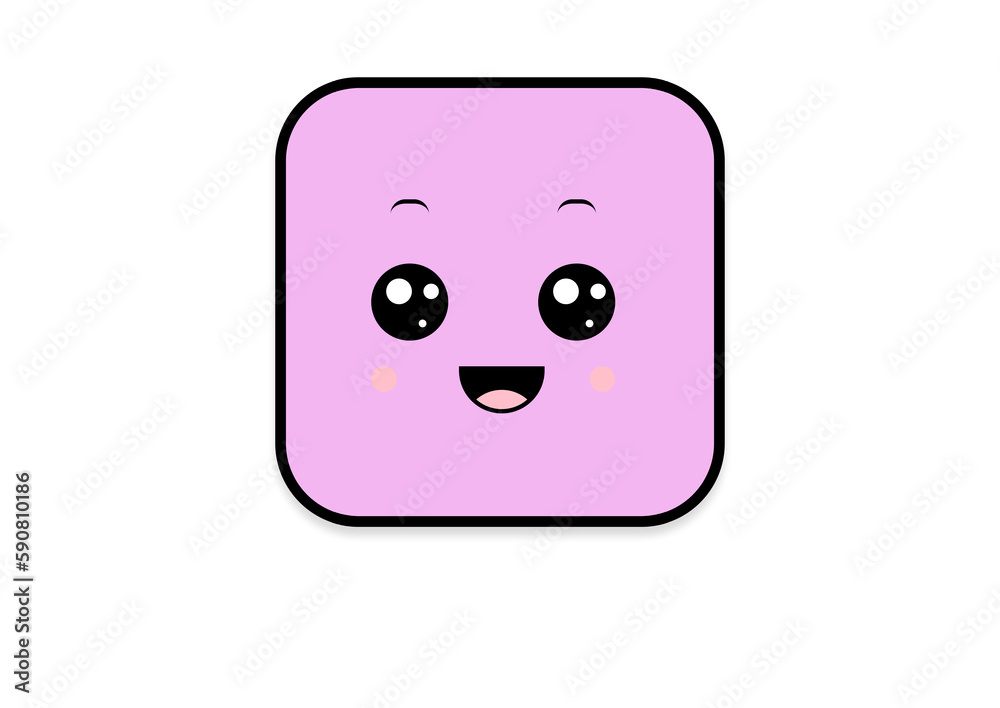 Fototapeta premium kawaii smiling 2d shape illustration anime