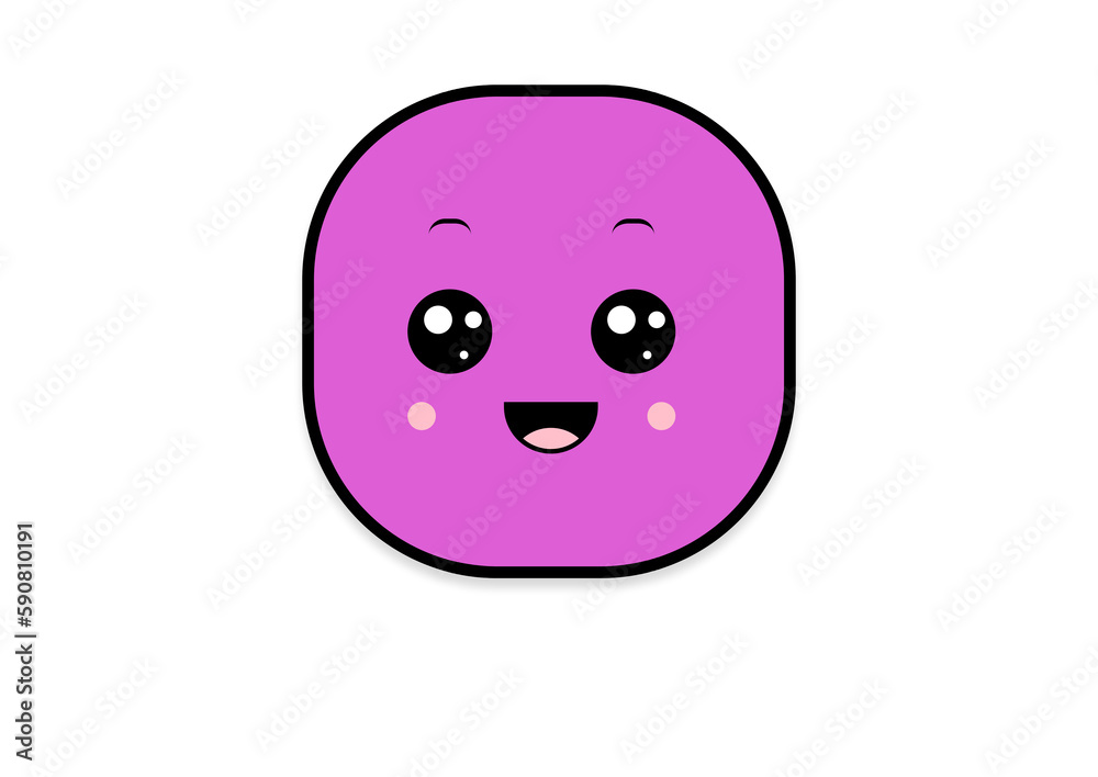 Fototapeta premium kawaii smiling 2d shape illustration anime