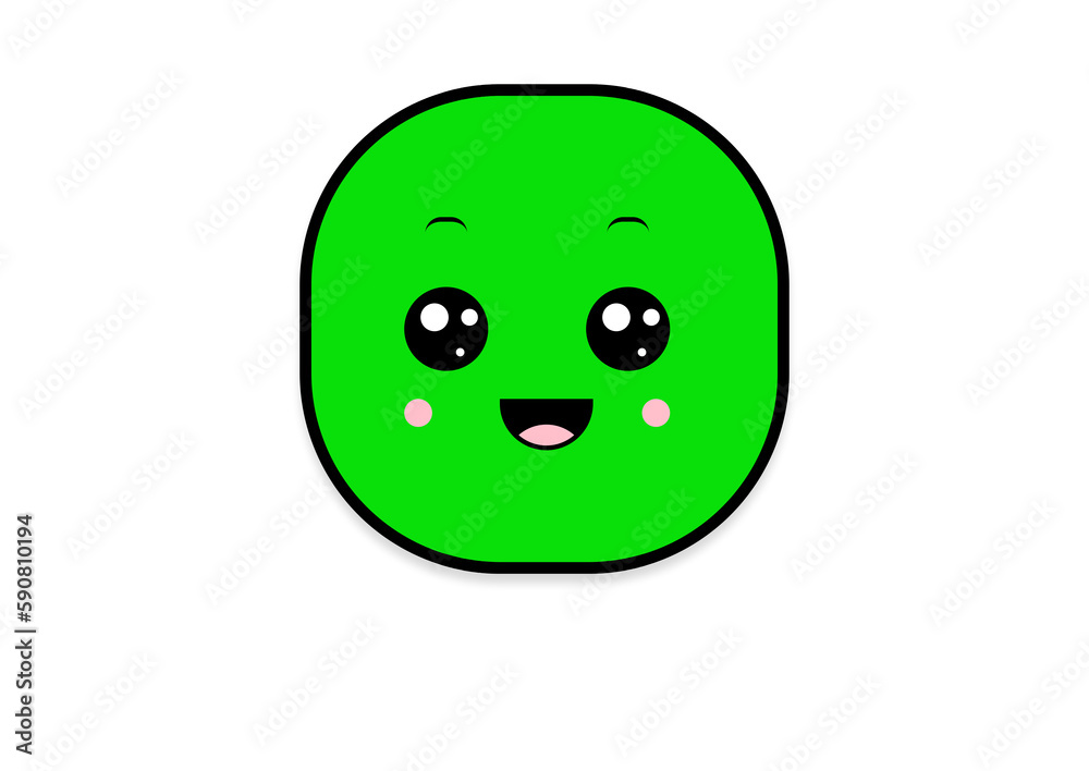 Fototapeta premium kawaii smiling 2d shape illustration anime