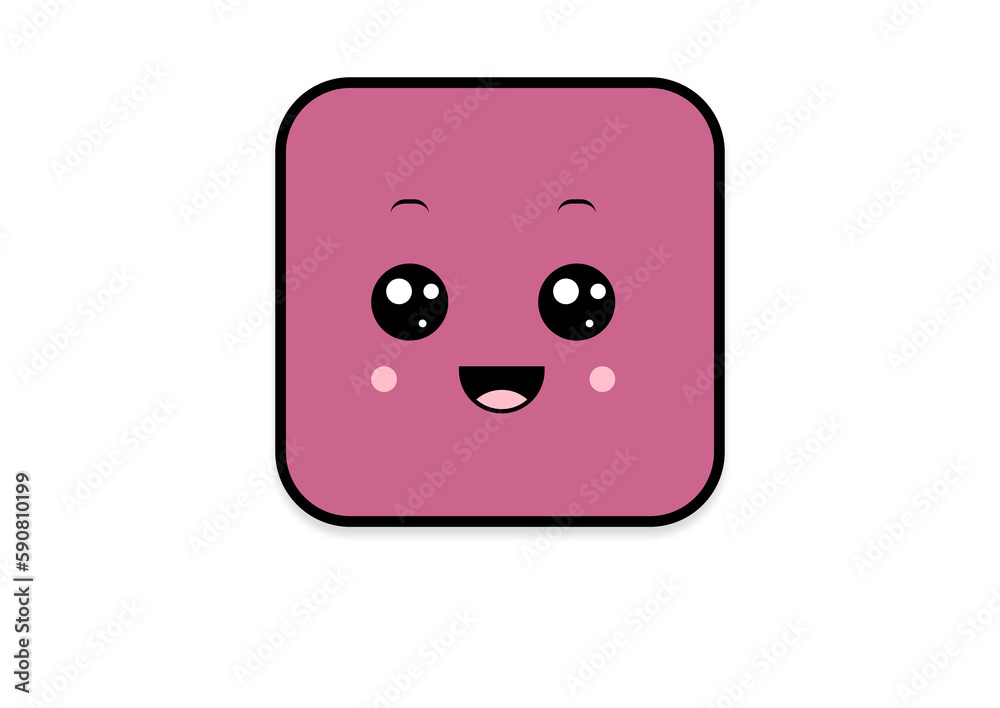 Fototapeta premium kawaii smiling 2d shape illustration anime