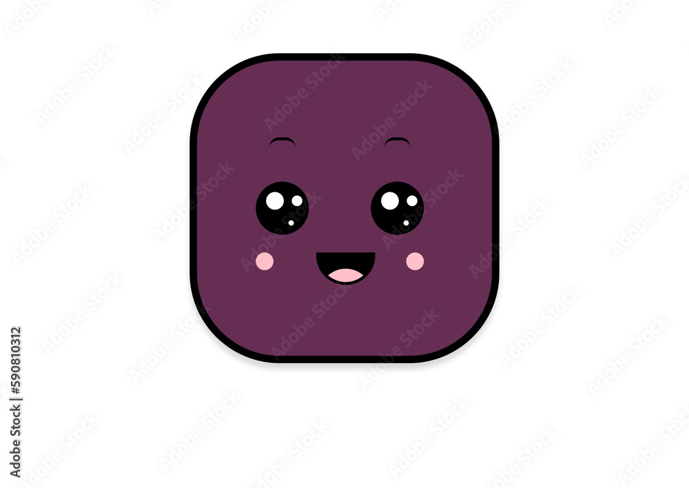 Fototapeta premium kawaii smiling 2d shape illustration anime