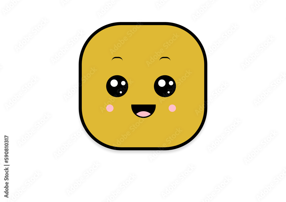 Fototapeta premium kawaii smiling 2d shape illustration anime