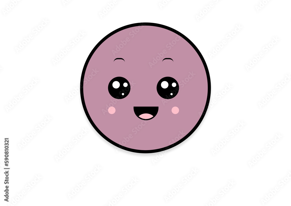 Fototapeta premium kawaii smiling 2d shape illustration anime