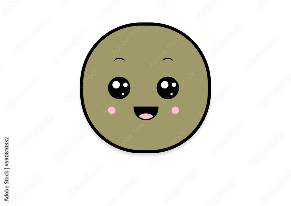 Fototapeta premium kawaii smiling 2d shape illustration anime