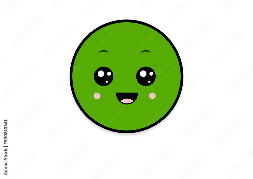 Fototapeta premium kawaii smiling 2d shape illustration anime