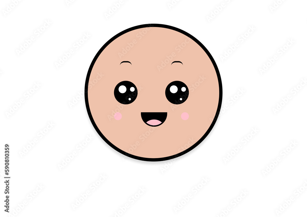 Fototapeta premium kawaii smiling 2d shape illustration anime
