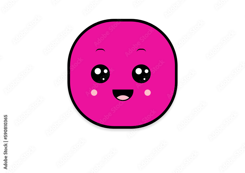 Fototapeta premium kawaii smiling 2d shape illustration anime