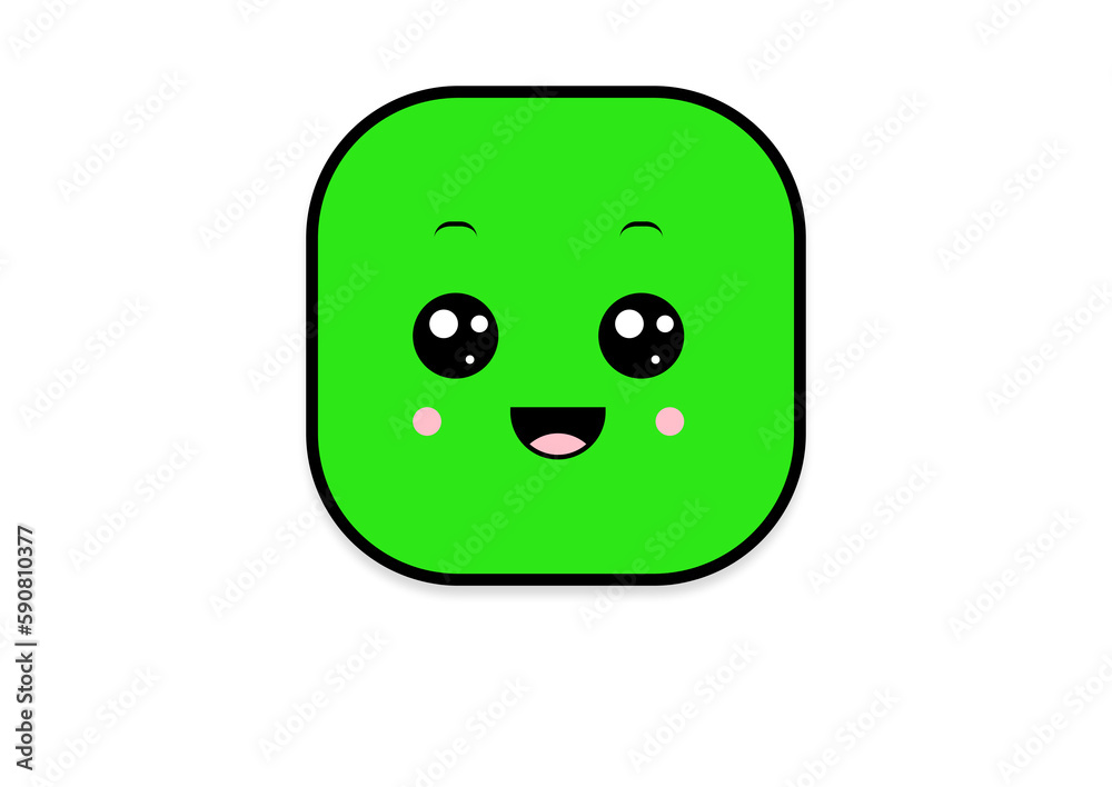 Fototapeta premium kawaii smiling 2d shape illustration anime