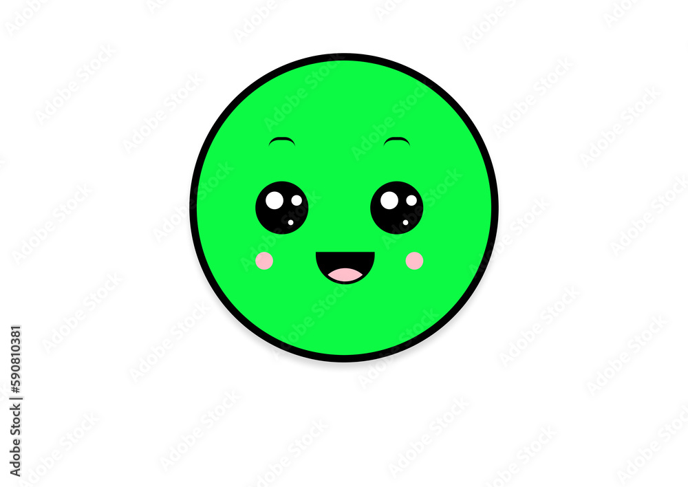 Fototapeta premium kawaii smiling 2d shape illustration anime