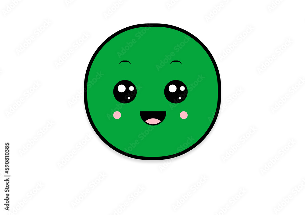 Fototapeta premium kawaii smiling 2d shape illustration anime