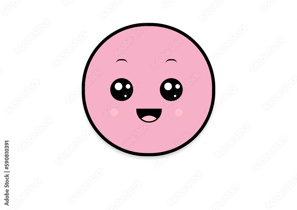 Fototapeta premium kawaii smiling 2d shape illustration anime