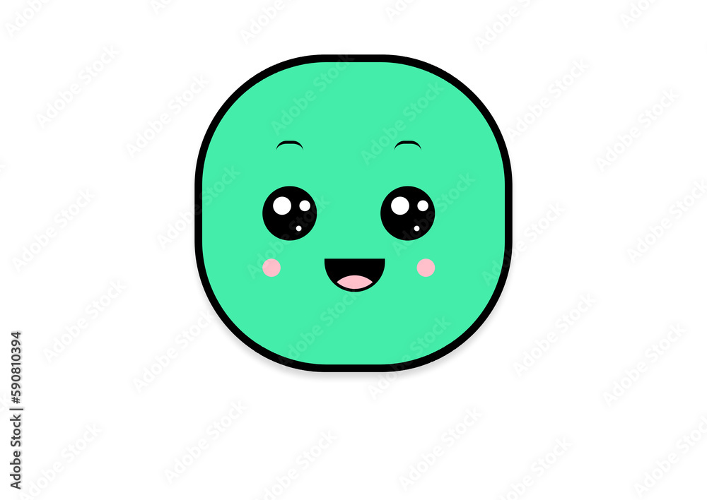 Fototapeta premium kawaii smiling 2d shape illustration anime