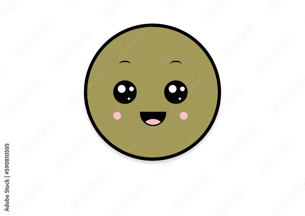 Fototapeta premium kawaii smiling 2d shape illustration anime