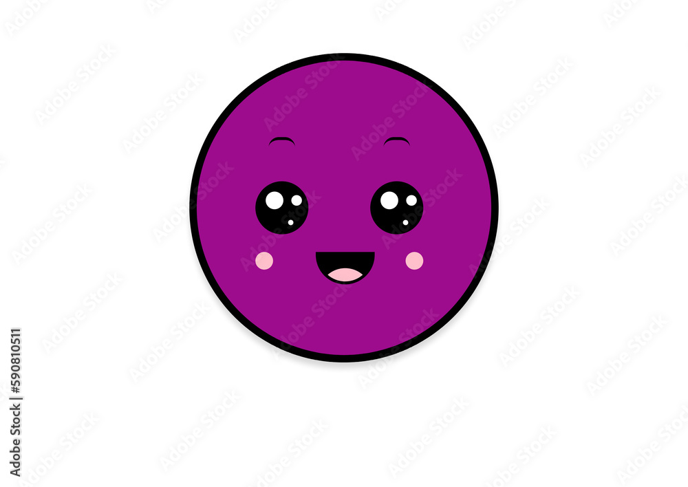 Fototapeta premium kawaii smiling 2d shape illustration anime