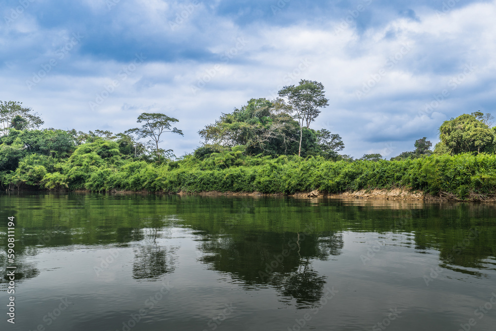 Landscape of the Usumacinta river, the international geographic border between Mexico and Guatemala. Landscape of the Usumacinta river, the international geographic border between Mexico and Guatemala.