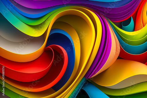 abstract curves colorful multicolor rainbow background Generative AI