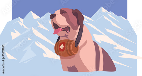 St. Bernard dog in the mountains