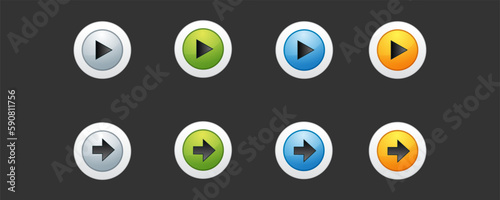 Game design interface with glossy buttons and panels  arrows 