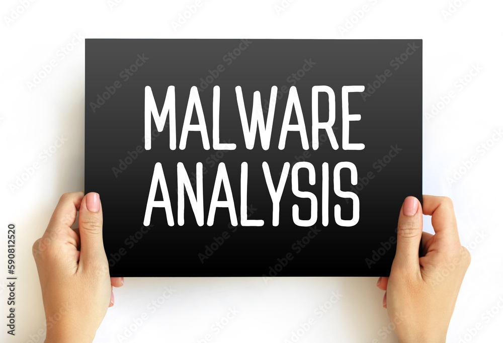 Malware Analysis text on card, concept background Malware Analysis text on card, concept background