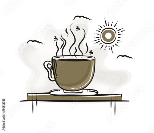 Tea time Icon with doodle style. 