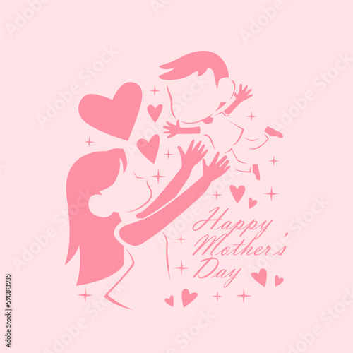 cute happy mothers day poster template