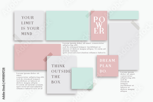 Vector photo collage template moodboard pictures grids vector illustration