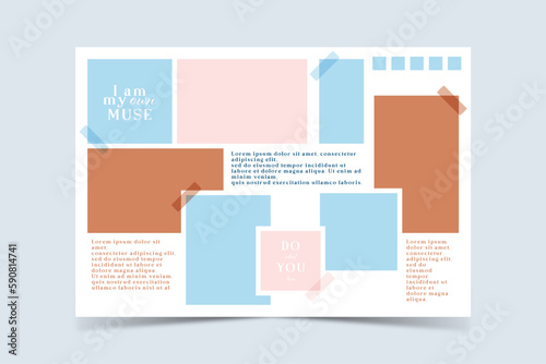 Vector photo collage template moodboard pictures grids vector illustration