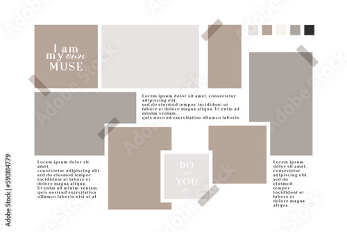 Vector photo collage template moodboard pictures grids vector illustration
