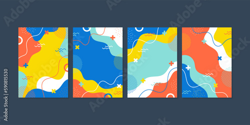 Trendy abstract lines and popart color shapes background. Universal cover Designs for Annual Report, Brochures, Flyers, Presentations, Leaflet, Magazine.