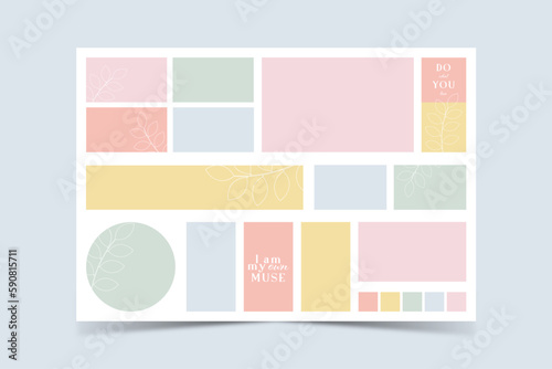 Vector photo collage template moodboard pictures grids vector illustration