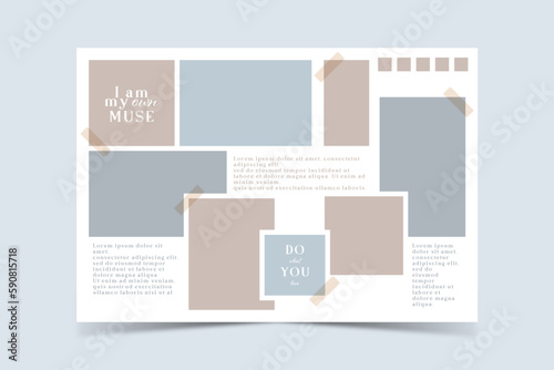 Vector photo collage template moodboard pictures grids vector illustration