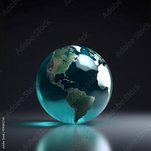 clear glass earth globe isolated on black  made with generative ai
