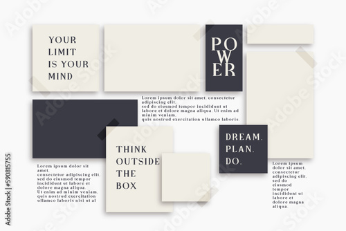 Vector photo collage template moodboard pictures grids vector illustration