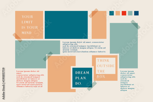 Vector photo collage template moodboard pictures grids vector illustration