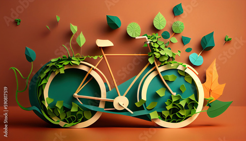 World bicycle day illustration. Generative AI. 