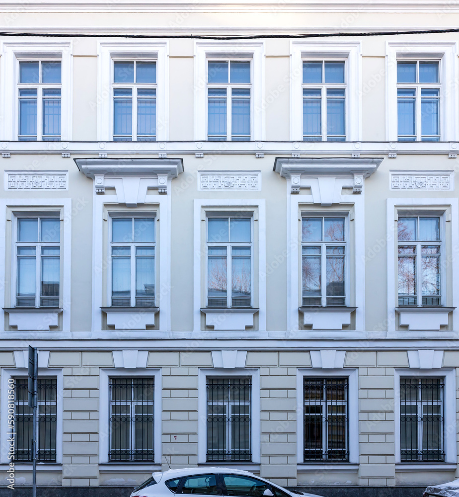 facade of an building with windows