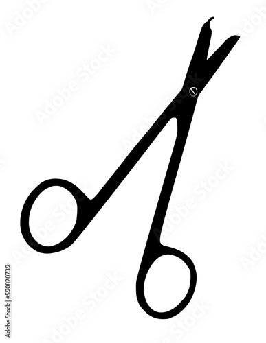 Illustration of surgical stitch removal scissors.