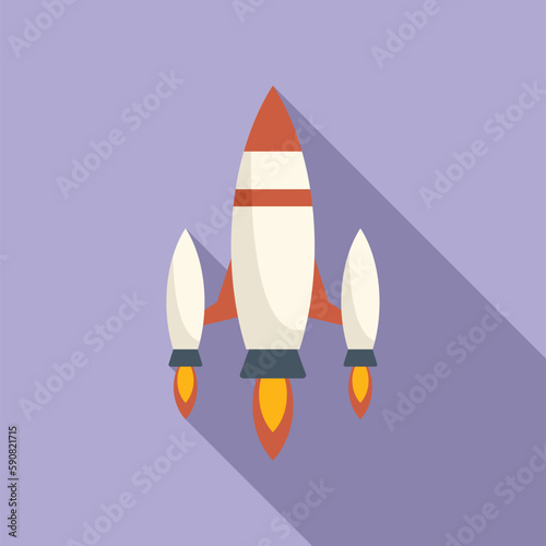 Booster rocket icon flat vector. Space ship. Sky future