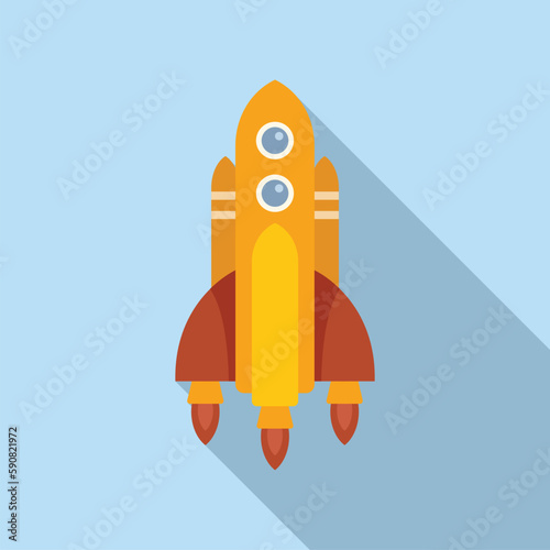 Project rocket icon flat vector. Space launch. Sky smoke