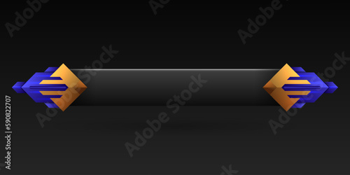 Abstract gold and blue border fantasy game gui screen title banner template