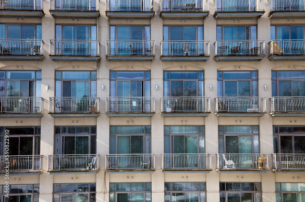 windows and balconies in a residential apartment condominium building