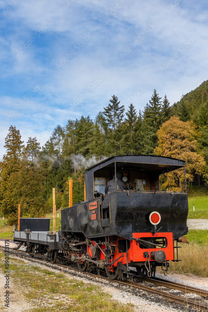 Historical steam locomotive, Achensee lake railroad, Tiro, Austria