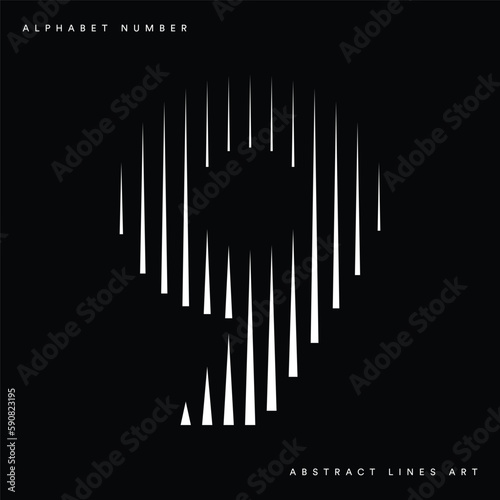 Number 9 with Abstract Line Pattern